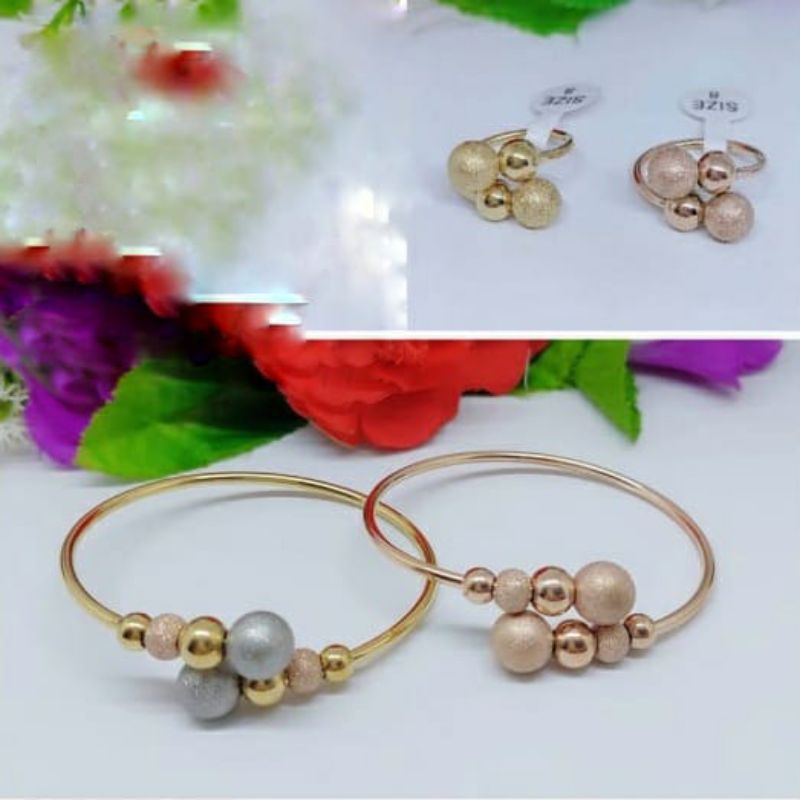 Titanium set gelang cincin boba cantik LL31052215