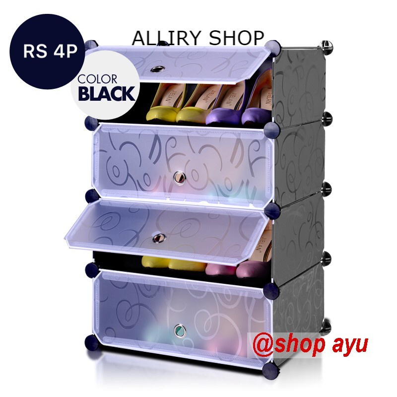 Rak sepatu rak plastik DIY rak buku tas 4 pintu /susun/kotak Rak gantung murah rak plastik jumbo rak