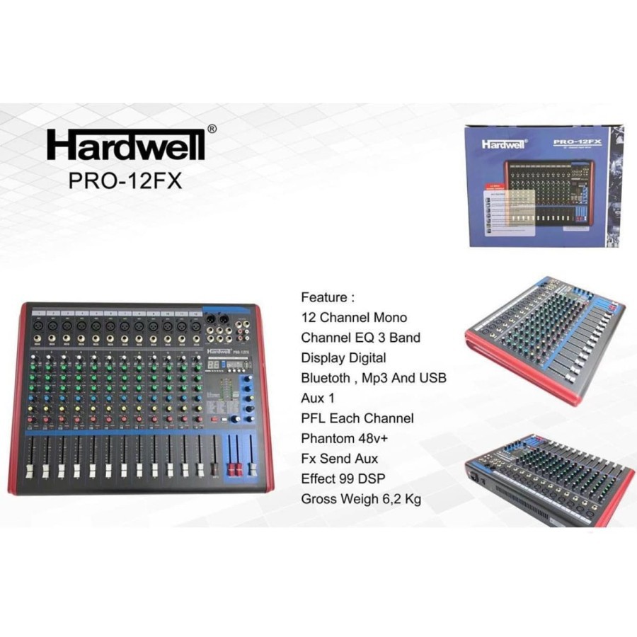 Mixer Hardwell Pro 12 FX Pro12FX PRO-12FX Audio Mixer 12 Channel