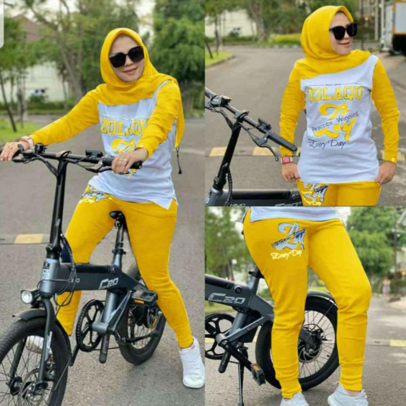 Setelan Baju Senam Muslimah Terbaru Kaos Seragam olahraga Aerobik BIsa COD SBO06 Jumbo L XL XXL SET 