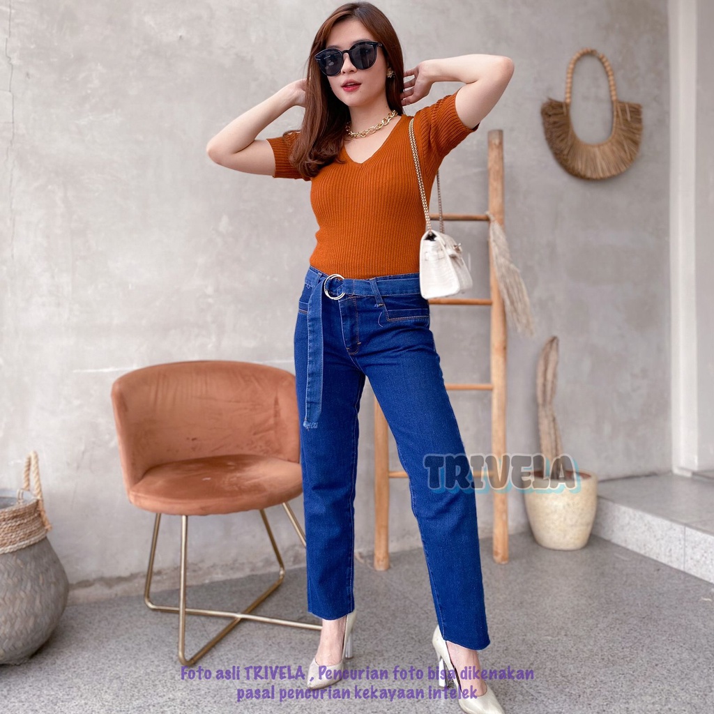 TRIVELA - CLEA BOYFIE / BOYFRIEND IKAT PINGGANG / CLEA LIGHT UNFINISHED BOYFIE FREE BELT