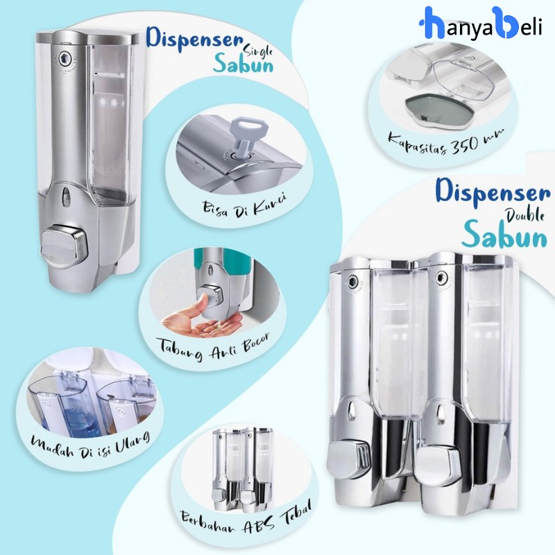 HanyaBeli Dispenser Tempat Sabun Cuci Tangan Cair Double Touch Soap Key Lock