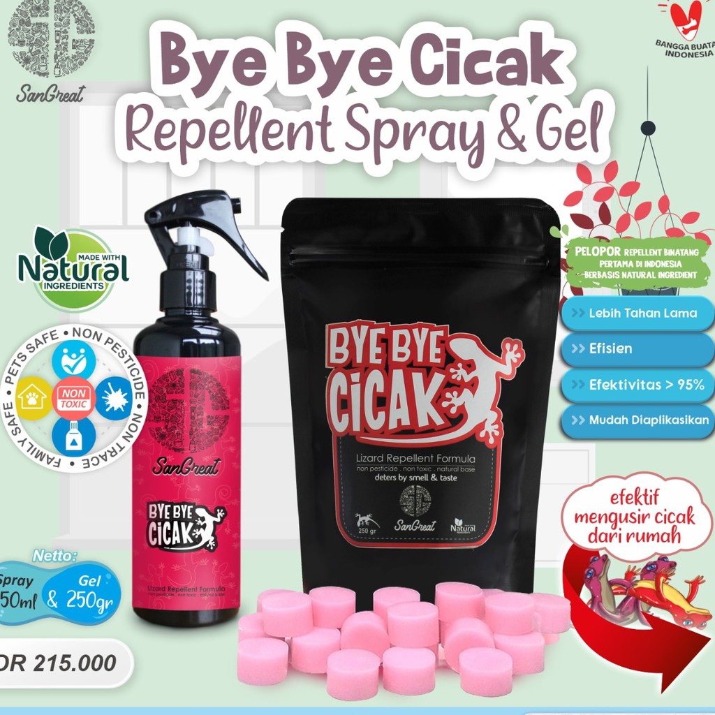 Jual Paket Pengusir Cicak Bye Bye Cicak Gel Gr Dan Spray Gr