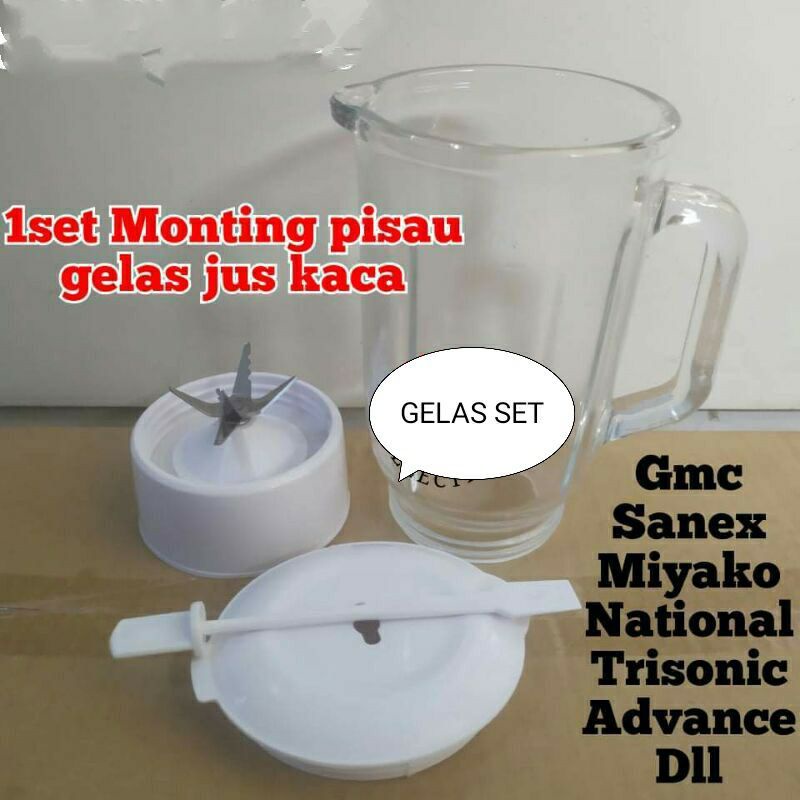 GELAS BLENDER 1SET PISAU + JUS KACA BELING UNTUK   NATIONAL  MIYAKO DLL