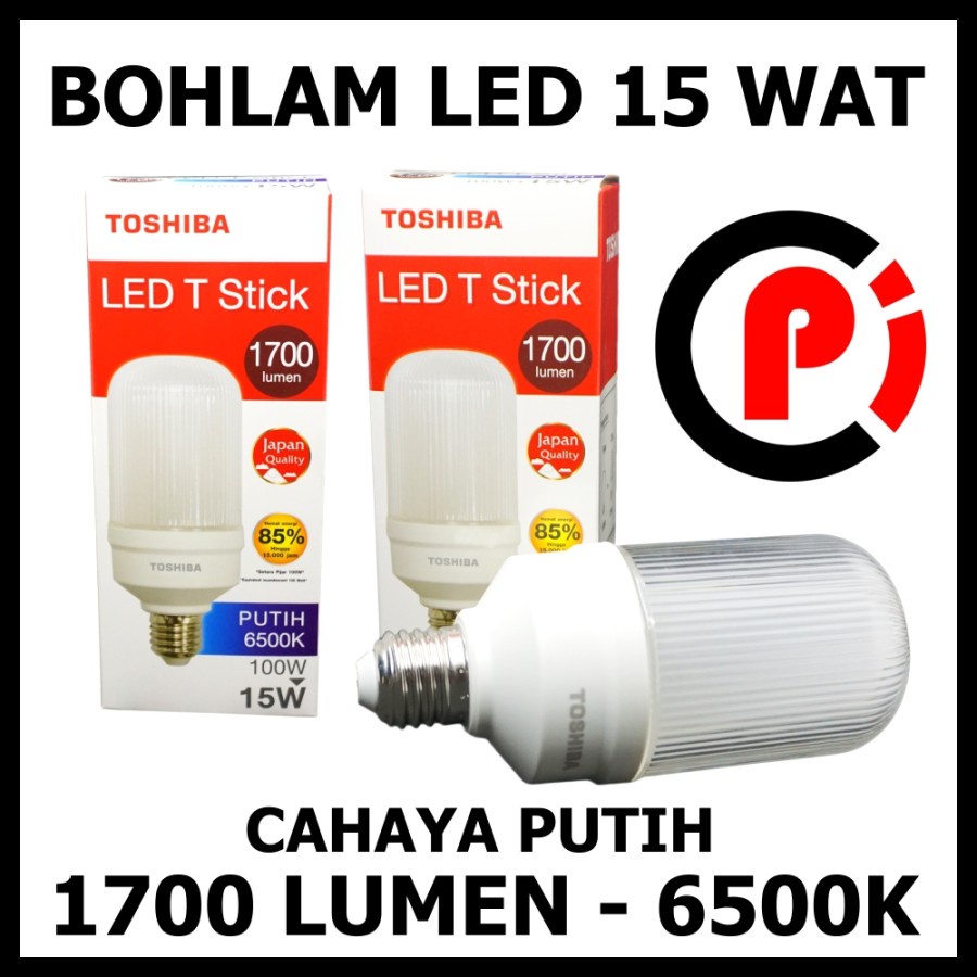 Original Toshiba Bohlam Lampu T Stick LED 15 Watt 15W Cahaya Putih