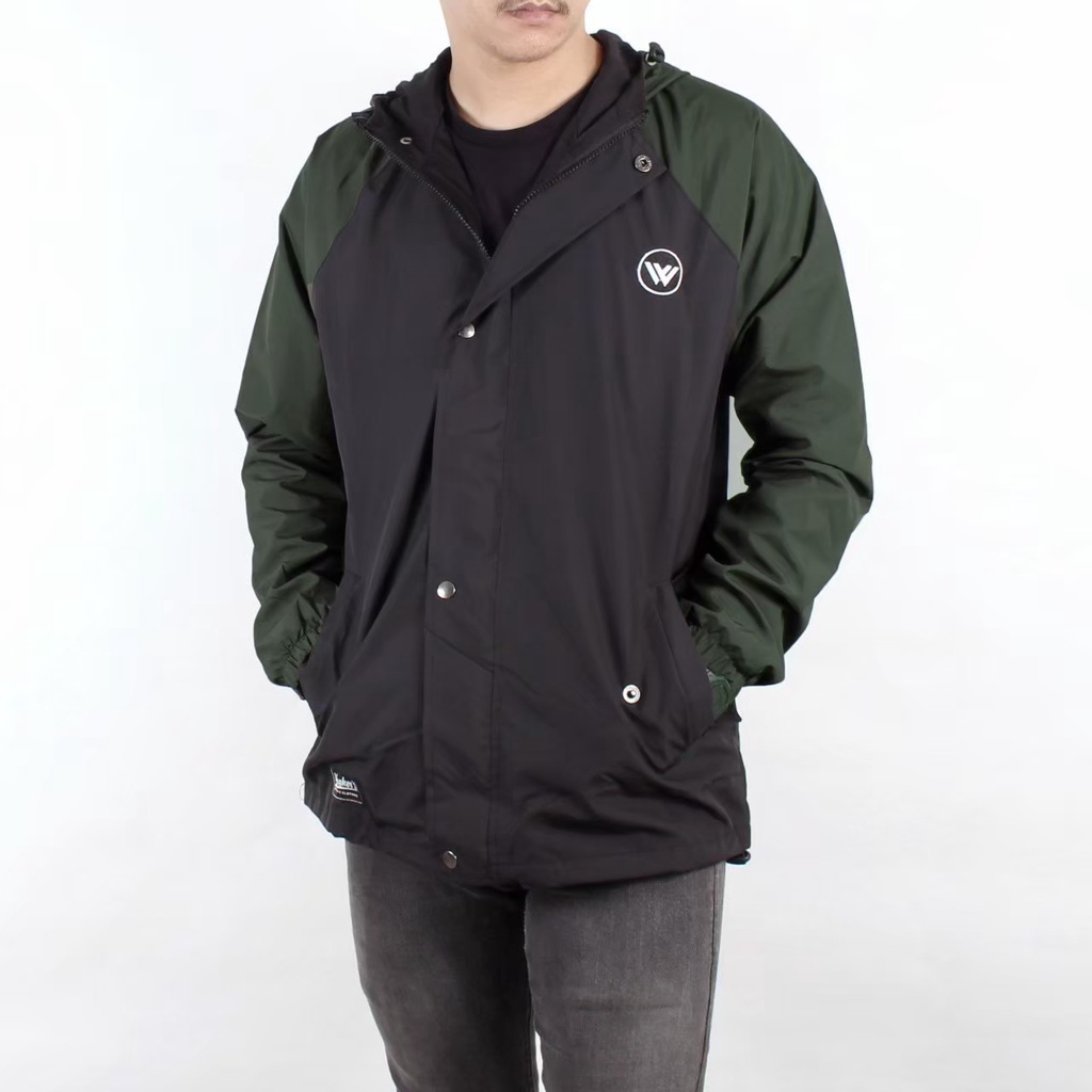 JAKET PARASUT REGLAN PARKA HEALTY HIKING BORDIR PRIA PREMIUM - BLACK ARMY