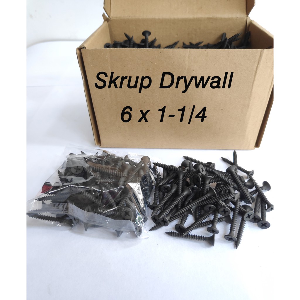 Skrup Hitam Gypsum 6x1-1/4&quot; (100 pcs) / Sekrup Drywall Gipsun 3 cm