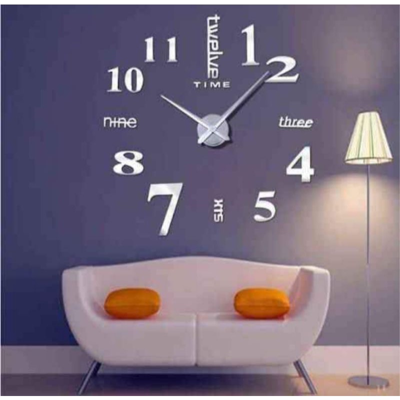 hiasan dinding jam dinding jumbo diy 150cm jam dinding besar dan jumbo jam dinding tempel tembok pajangan dinding hiasan jam dinding aesthetic dinding ruang tamu jam dinding unik jam dinding murah jam dinding gold-ANGKA SILVER