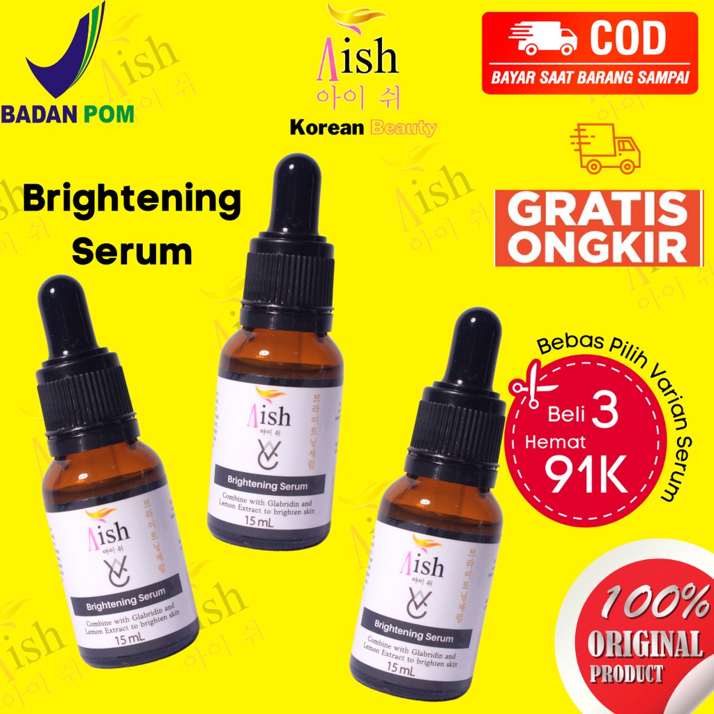 Aish Serum Brightening Isi 3 Mencerahkan Memutihkan Serum Ais Glowing Korea Original BPOM Halal