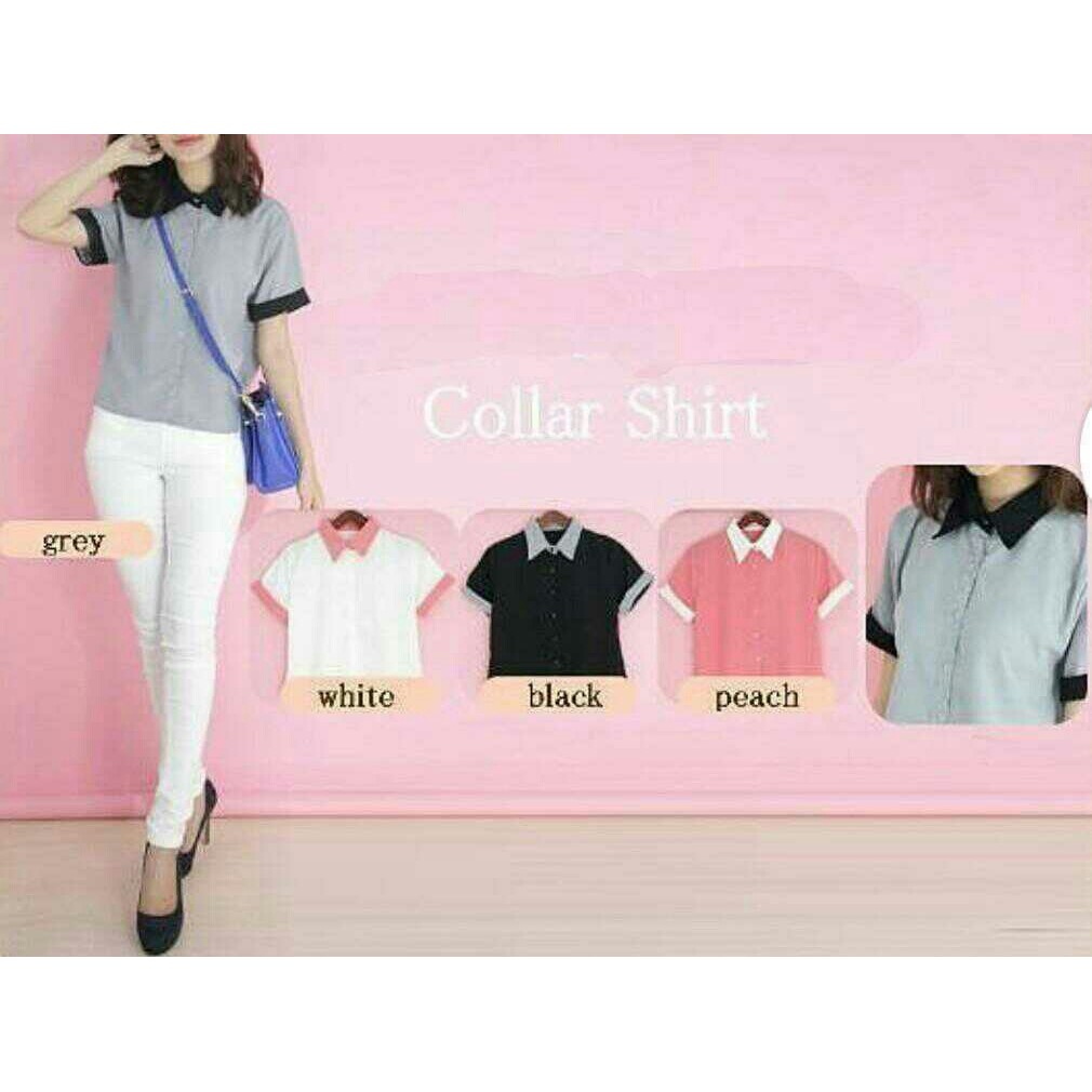 Q- COLLAR SHIRT/ ATASAN WANITA LENGAN PENDEK/ TERBARU