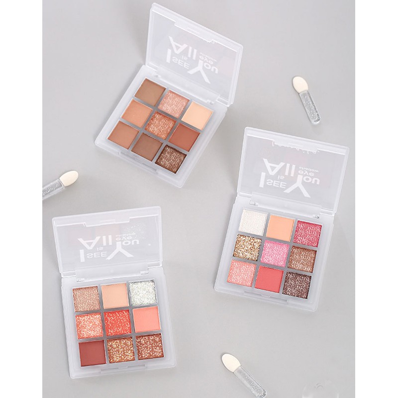 (COD)Geometric 9 color earth mermaid color pumpkin grapefruit matte pearl eye shadow import murah