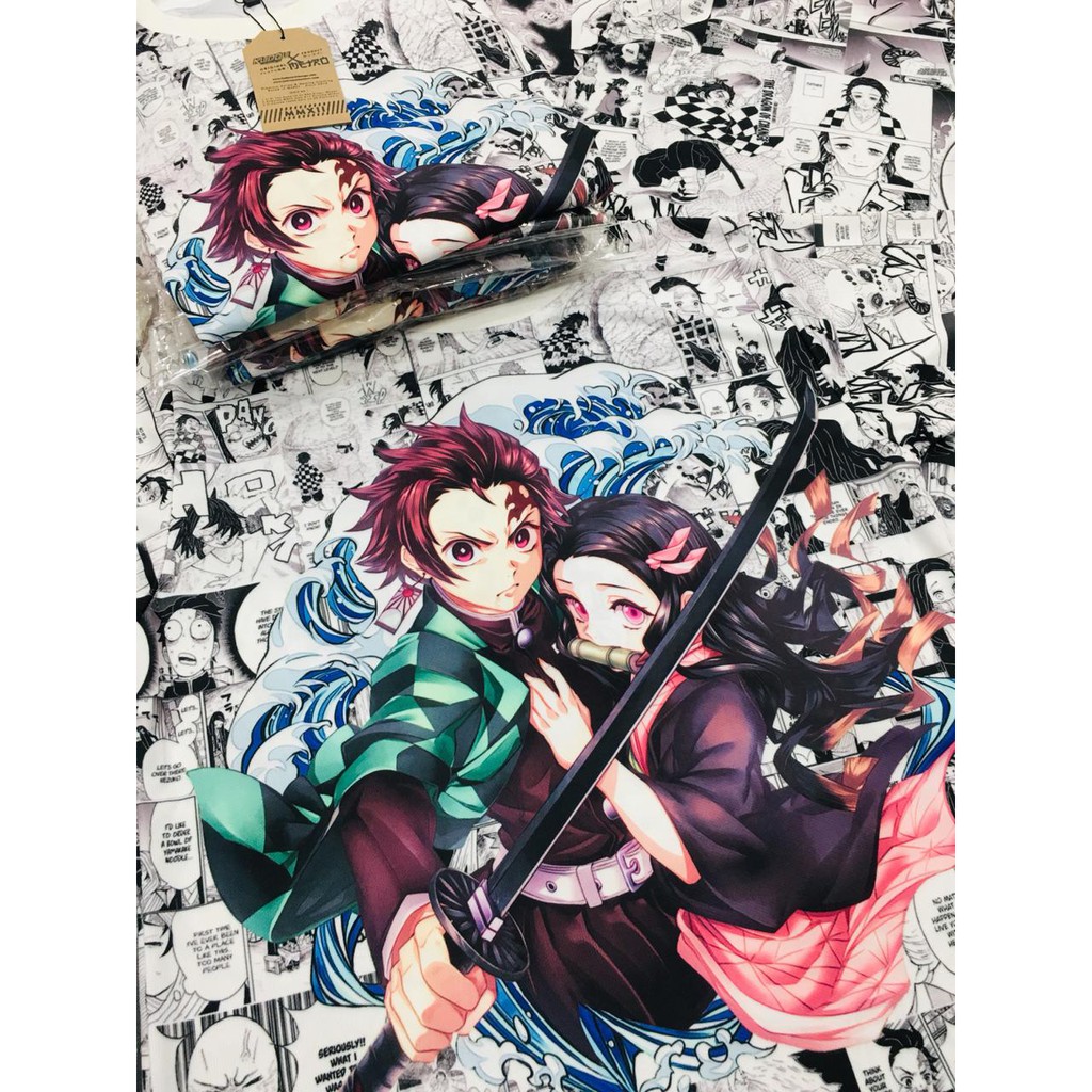 Kaos Kimetsu no Yaiba Fullprint Tanjiro and Nezuko