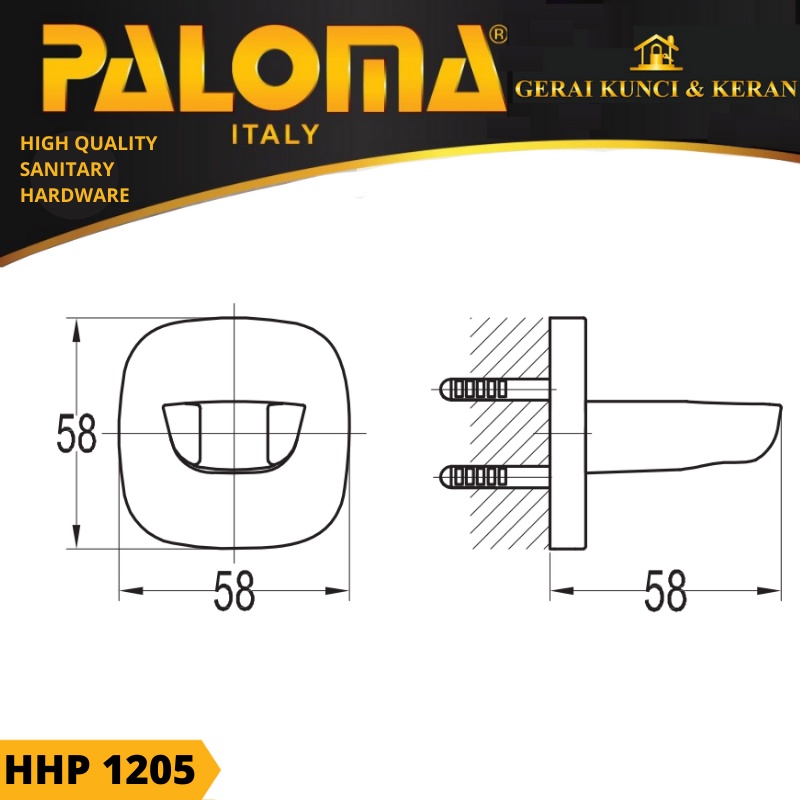 Hand Shower Holder PALOMA HHP 1205 Pegangan Tatakan Gantungan