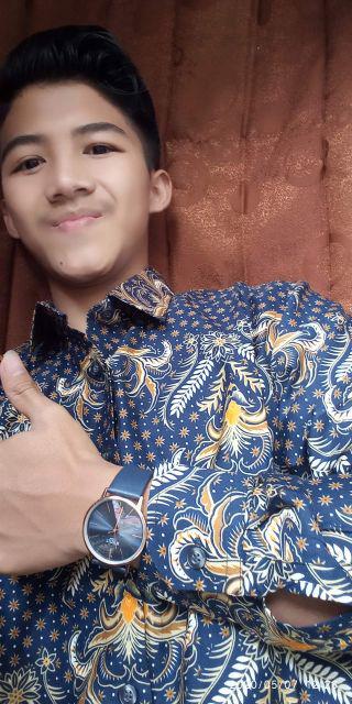 Odza Kemeja Batik Hem Kasual Sogan Lengan Panjang Pria