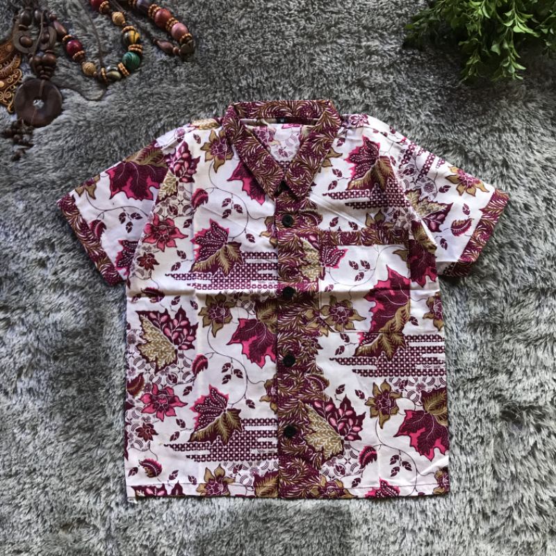Kemeja Batik Anak Ataria Pink Kemeja Batik Anak Laki - Laki Bahan Katun Halus Nyaman Dipakai