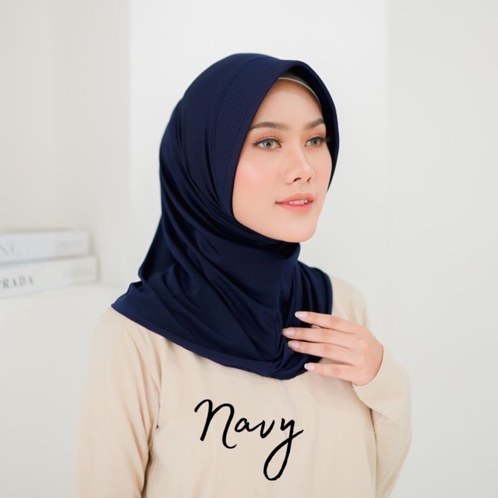 HIJAB SPORT JERSEY / JILBAB INSTAN BERGO SPORT / KERUDUNG OLAH RAGA / VARIAN WARNA / TERMURAH-Sport Navy