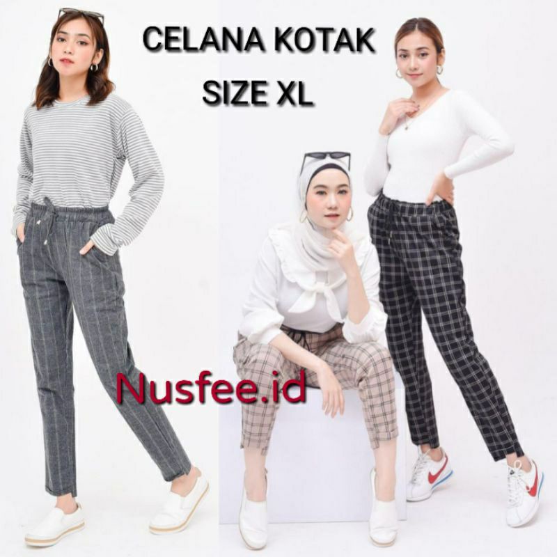 Celana baggy Motif Kotak / Celana Doty Tartan / Luna Pants