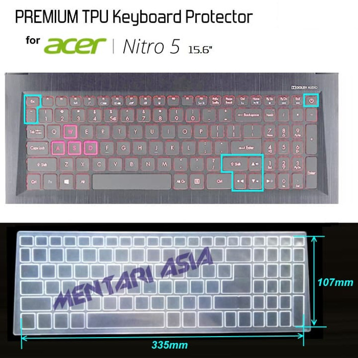 

qpd70d Keyboard Protector Acer Nitro 5 An515 - Premium Tpu Clear As71S0D