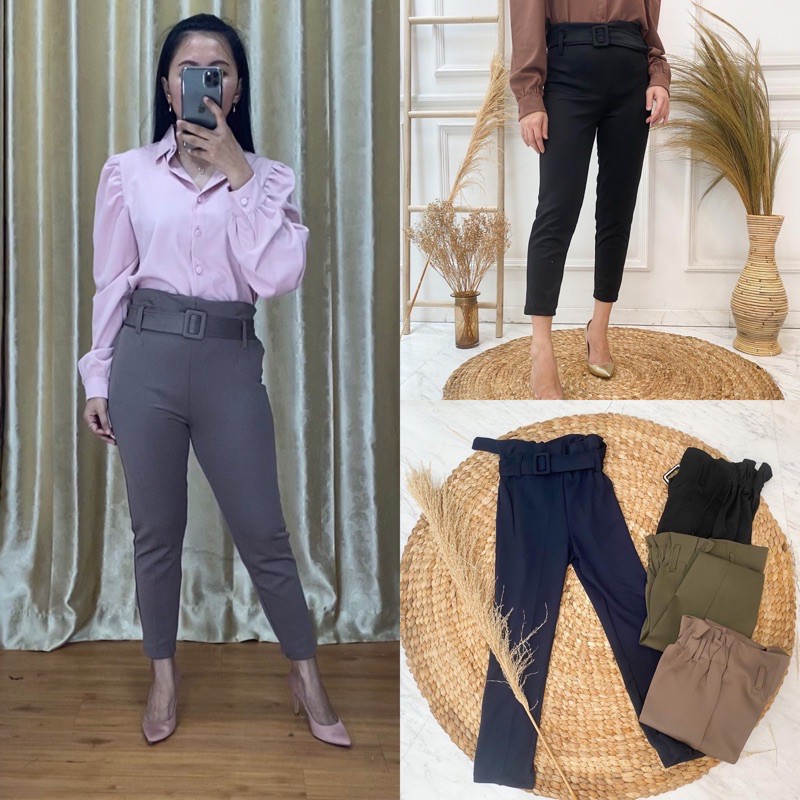 LIANA PANTS / CELANA BAHAN WANITA / PANTS BAHAN SCUBA PREMIUM TERMURAH / PINK PANTS