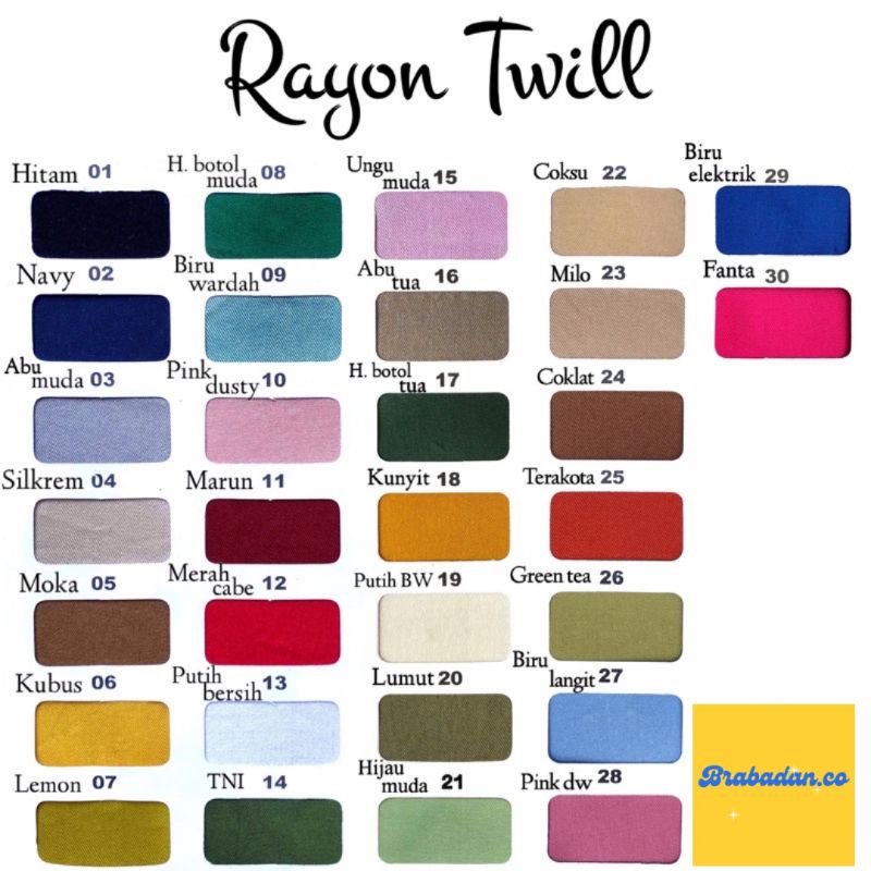 Kain polos meteran bahan katun rayon premium