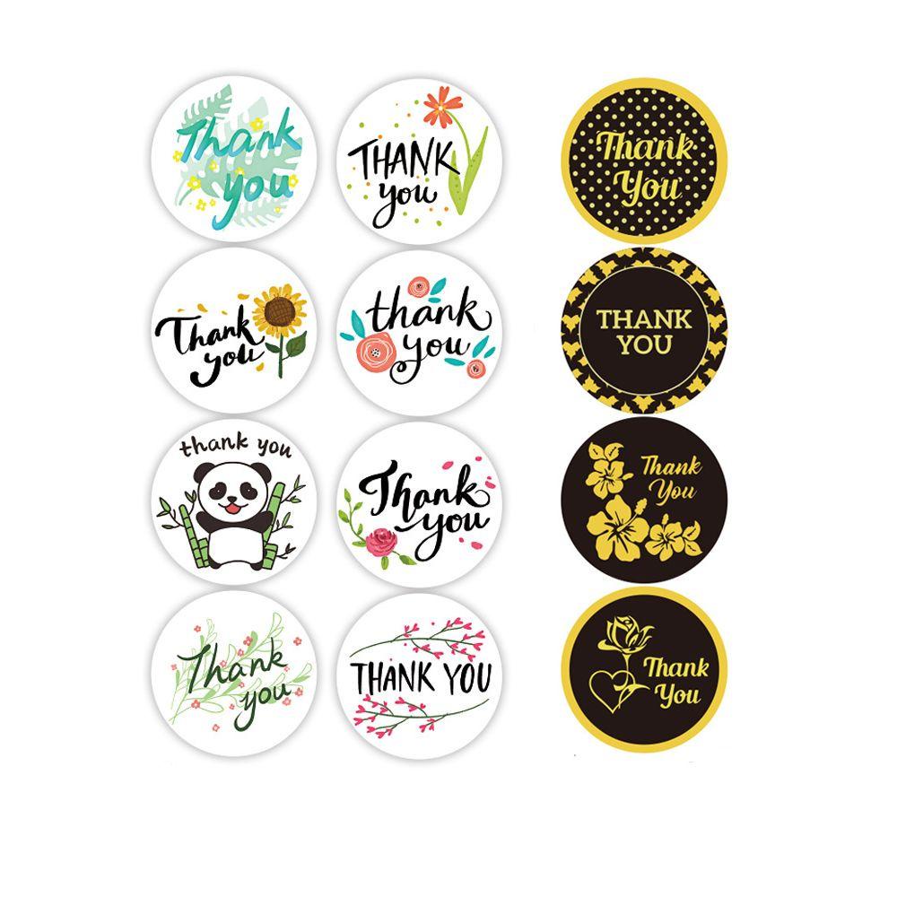 R-flower 500PCs Thank You Sticker Bunga Alat Tulis Handmade Kertas Roll