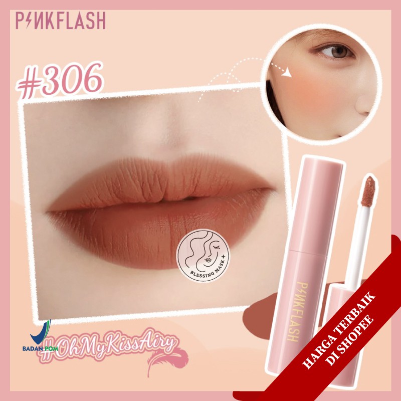 [BPOM] PINKFLASH Matte Liquid Lipstick Lasting Waterproof Lip Tint Shimmer Lip Gloss Velvet Matte-#306 Lip Tint