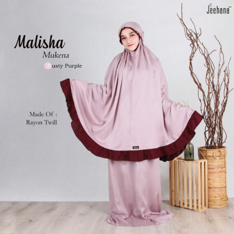 mukena dewasa setelan katun rayon twill polos malisha jhn