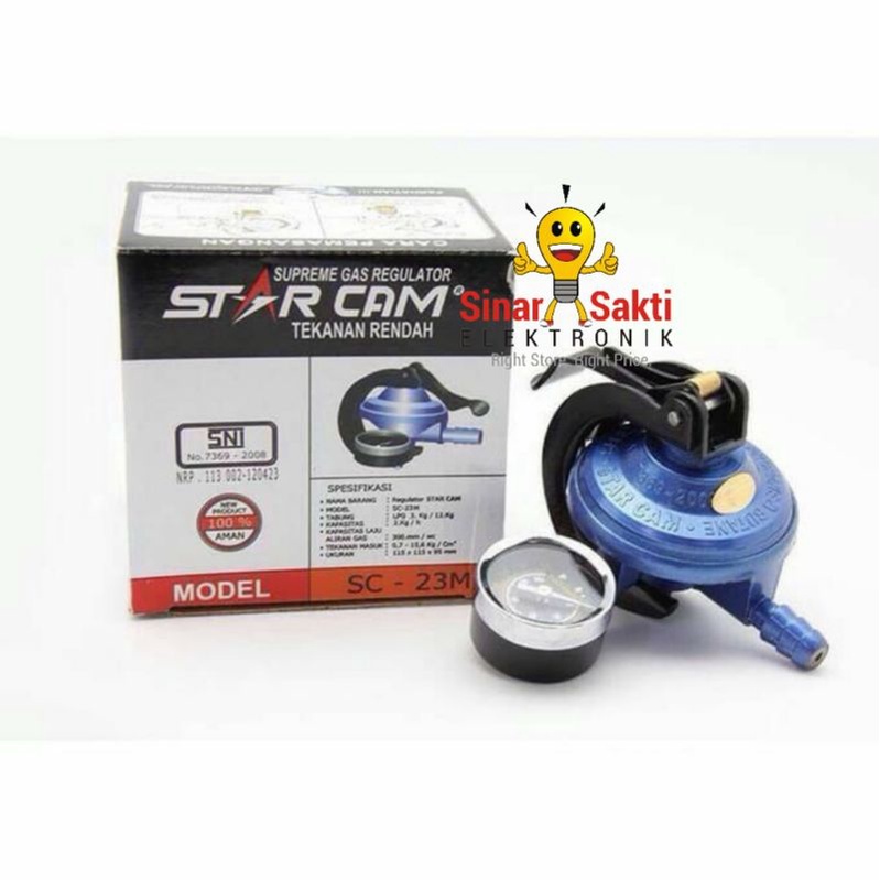 Regulator Gas Star Cam SC23M Tekanan Rendah + Meter Starcam SC23M