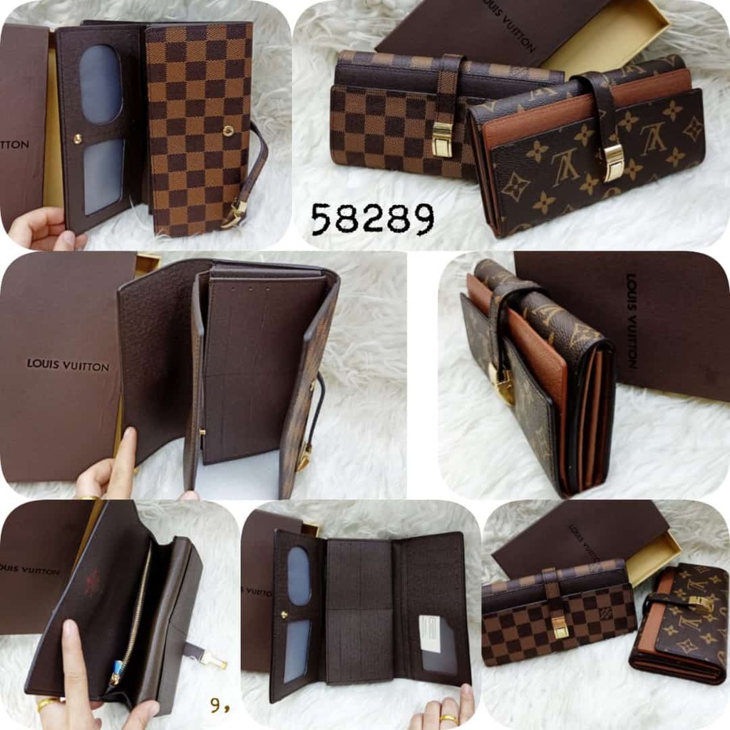 Dompet Lipat lv Wanita Import Bahan Premium.Dompet Tangan Kunci Sodok ( COD )