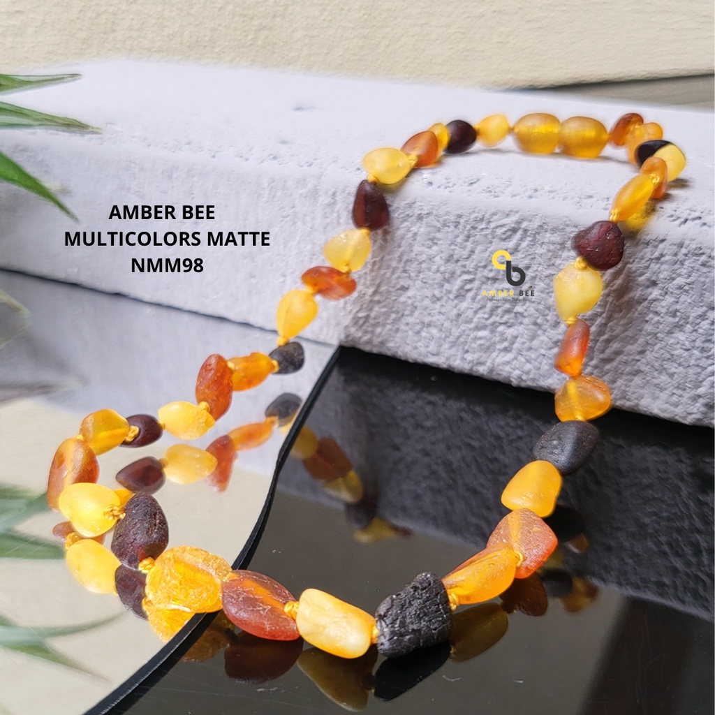 Set Kalung Amber Bayi &amp; Anak Tumbuh Gigi Amber Baltic Premium Multicolor Beans Matte SNBMMB9897 Amber Bee