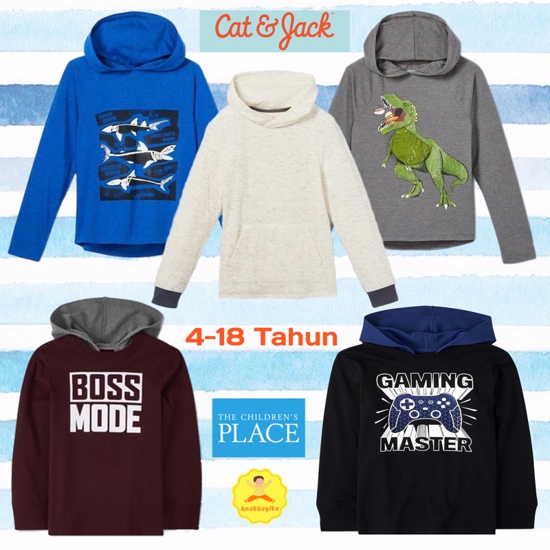 kaos lengan panjang Hoodie CnJ Anak Laki Laki Kaos lengan panjang Hoodie Place Anak Cowok 4-18