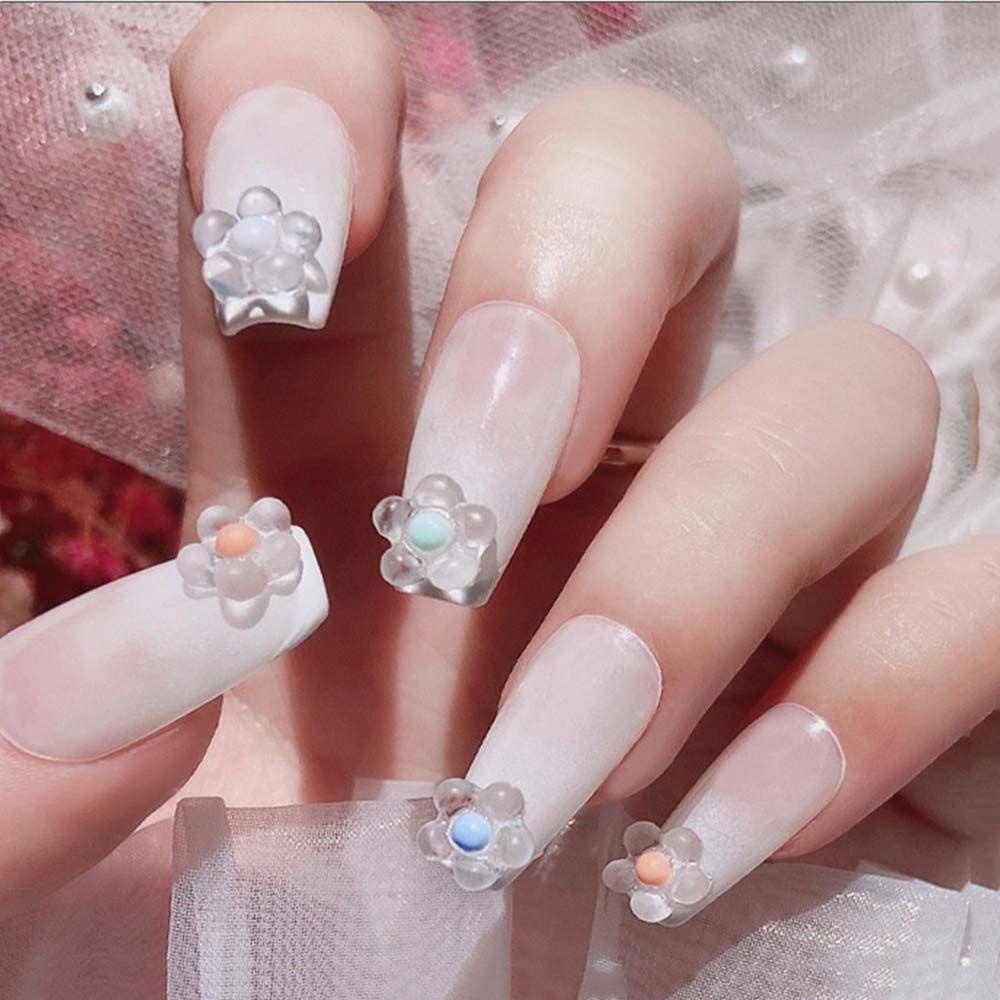 Mxbeauty 50 PCS Ornamen Bunga Mini 3D Bahan Resin Transparan Untuk Dekorasi Nail Art