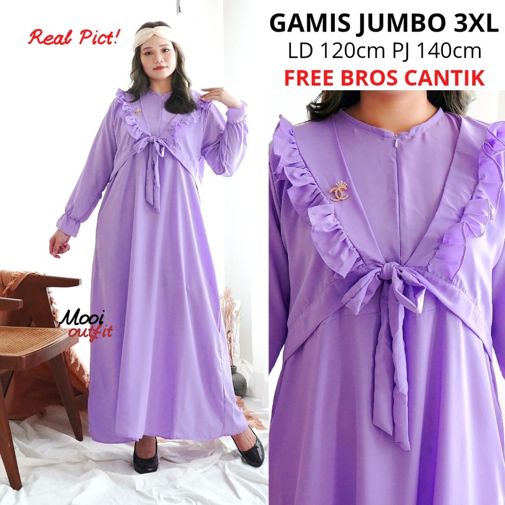 Gamis Rompi Jumbo Polos Murah Kekinian Ld 120 Terbaru Gratis Bros