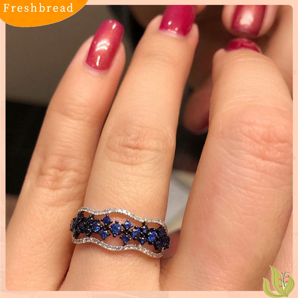 [TERLARIS]Women Faux Sapphire Inlaid Hollow Band Finger Ring Wedding Proposal Jewelry Gift