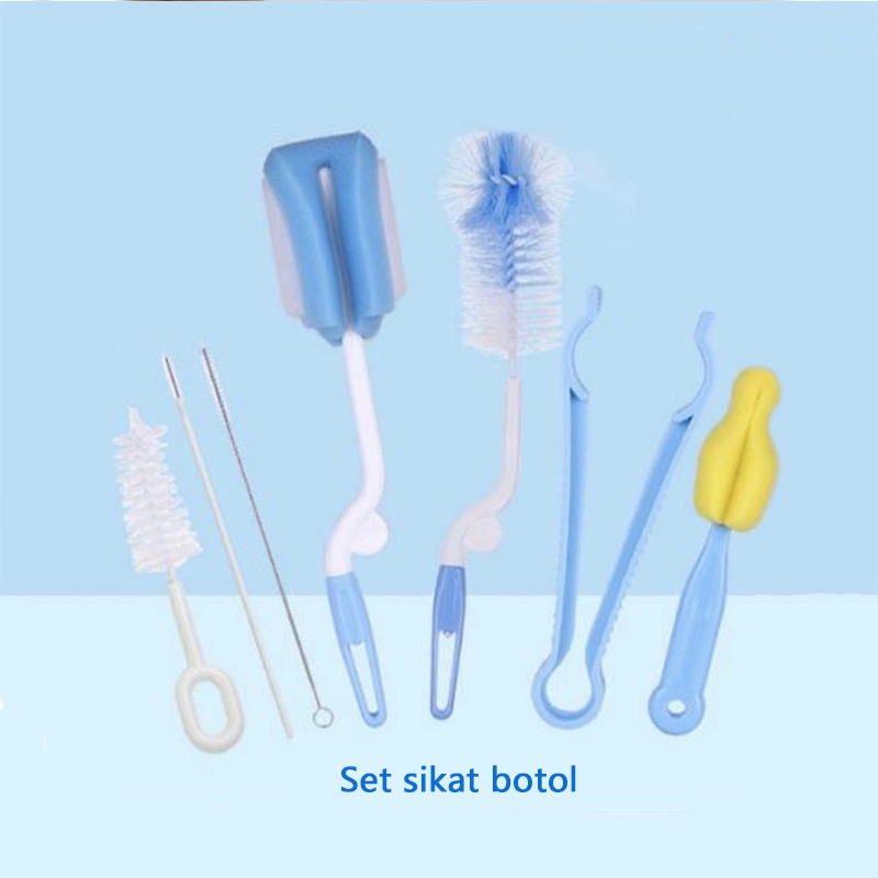 Sikat botol susu bayi/Set sikat cangkir/Sikat Sponge Pembersih Dot Botol Bayi 1 Set 7pcs Sikat Pembersih Botol Susu Bayi  L131-136