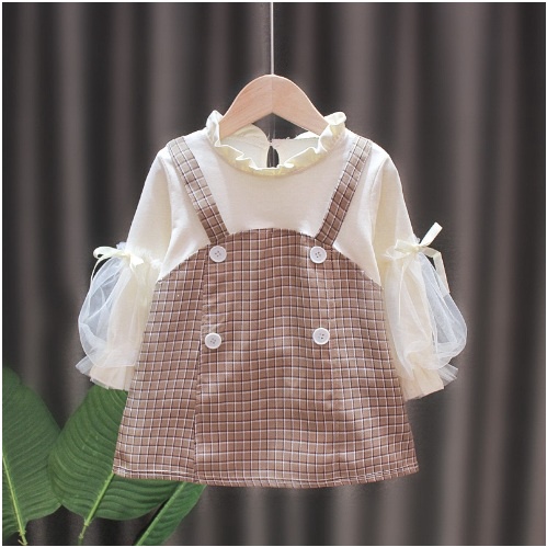 Dress anak IMPORT fashion baby korean style import anak perempuan warna CREAM KANCING 4 NEW