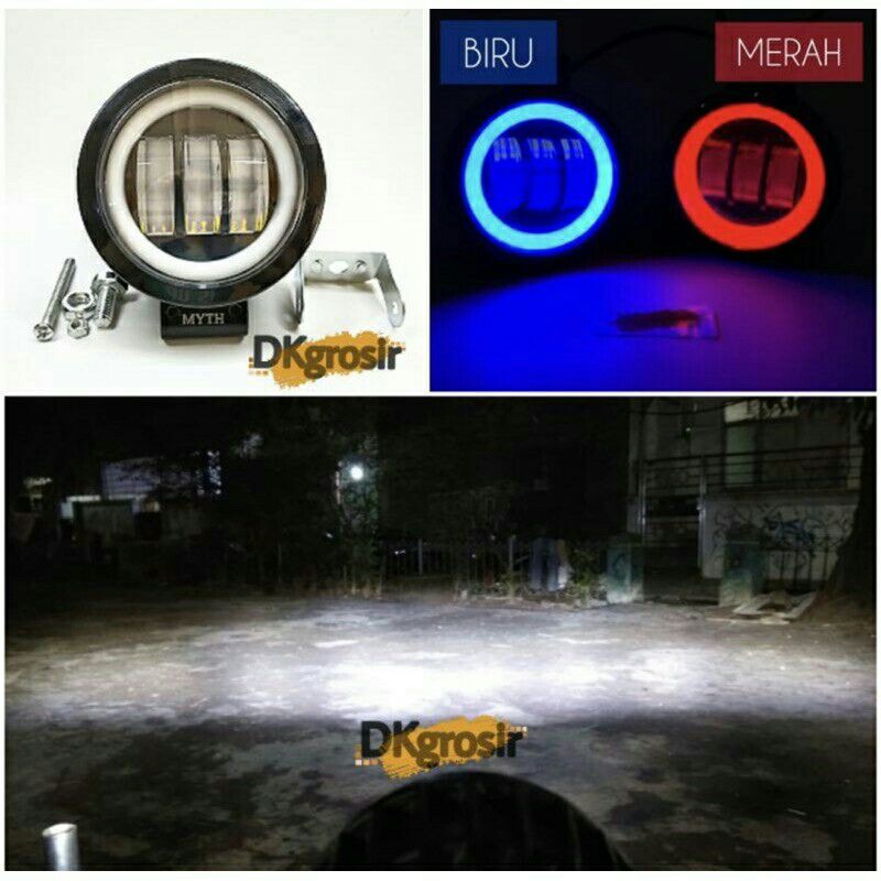 Lampu tembak bulat 3 lensa plus angel eyes