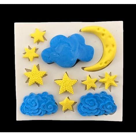 3D Silicon Mold Fondant Cake Decoration - Cloud Moon Stars