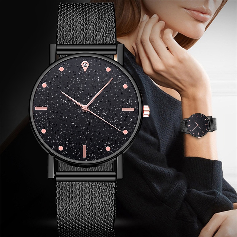 (COD) Jam Tangan Quartz Wanita Strap Stainless Analog Casual Lucu Cewek Watch Korean Fashion Murah