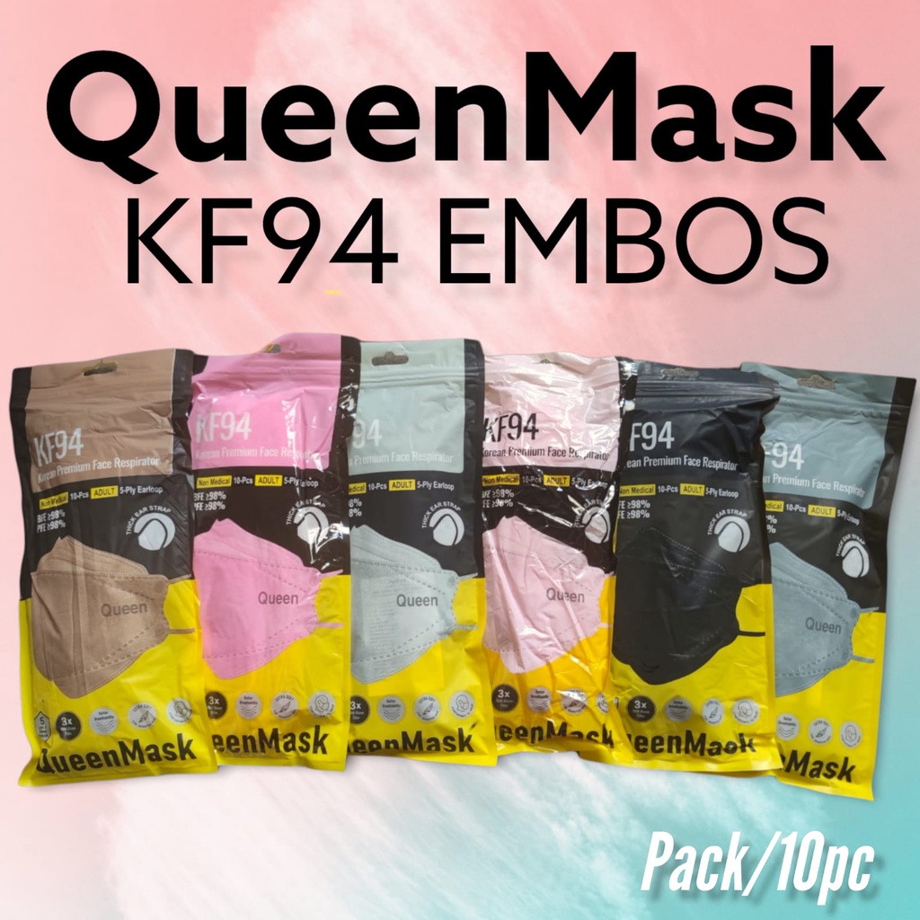 QUEENMASK KF94 EMBOS /10 - MASKER PREMIUM KF94 QUEEN MASK 4PLY MEDICAL GRADE