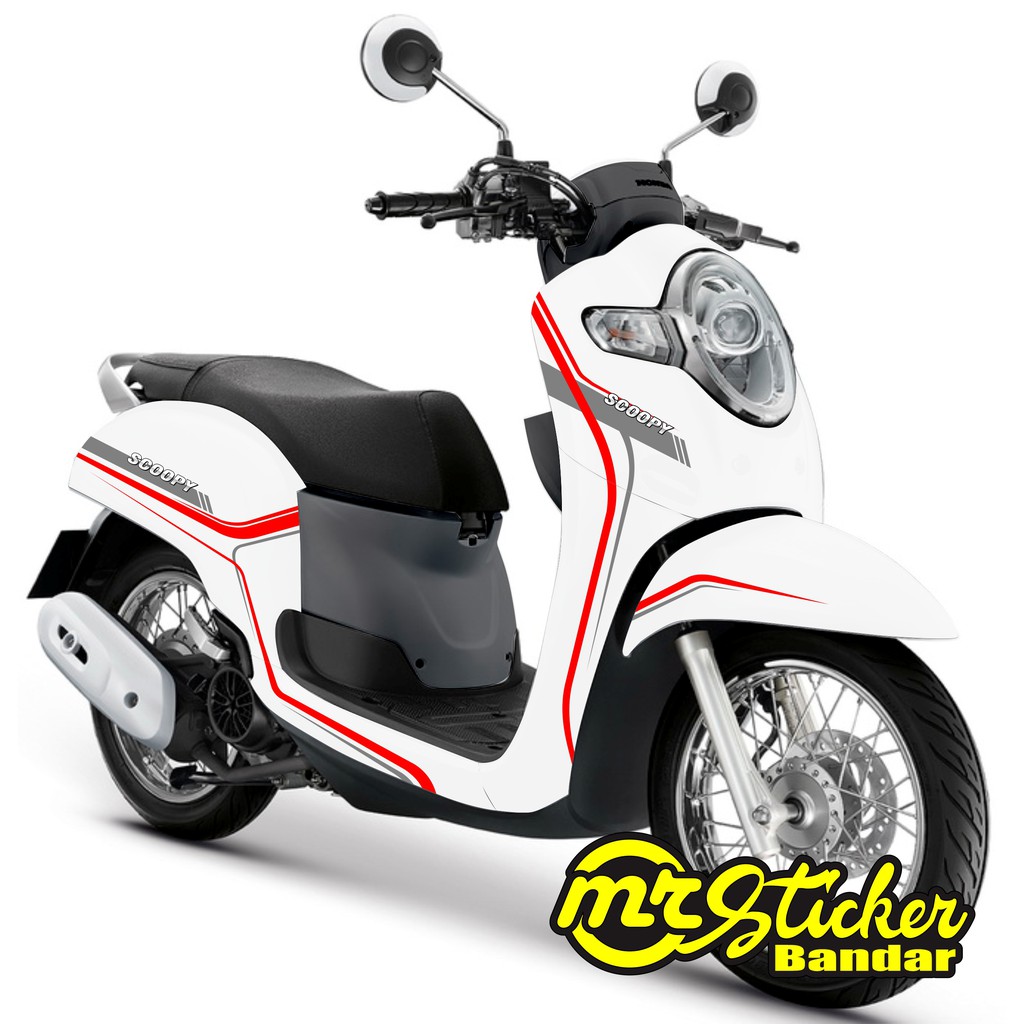 Decal Sticker Scoopy Fi Full Body Putih Strip Simpel