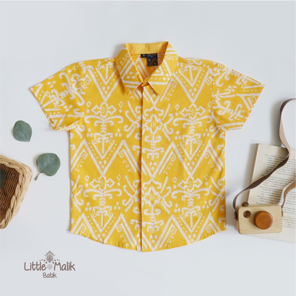 Kemeja Batik Anak Lengan Pendek By Little Malik Batik, Garutan, warna Kuning