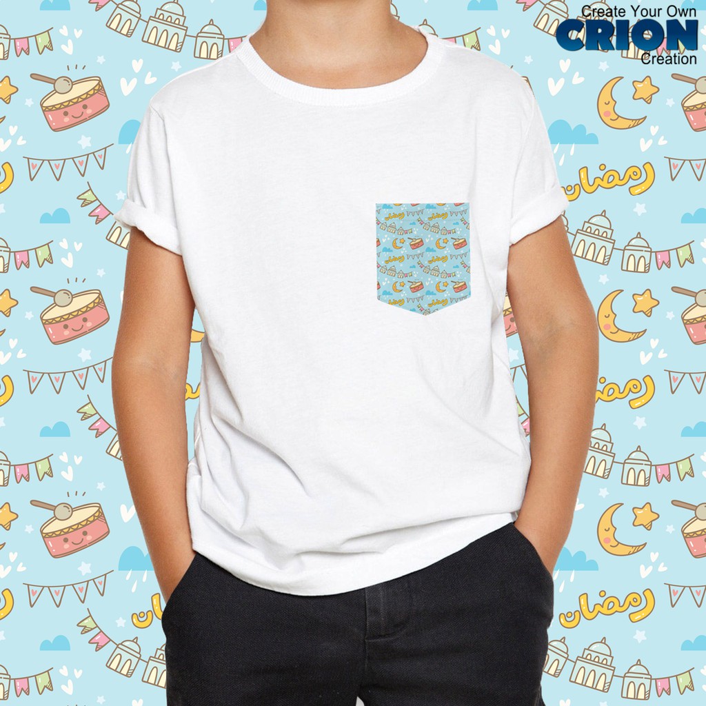 Crion Casual Tees Kids Ramadan Edition whit Pocket-Kaos dengan Kantong