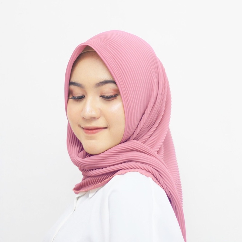 HIJAB PLISKET SQUARE / PLISKET SEGIEMPAT / HIJAB PLISKET SEGIEMPAT VOAL-Dusty pink