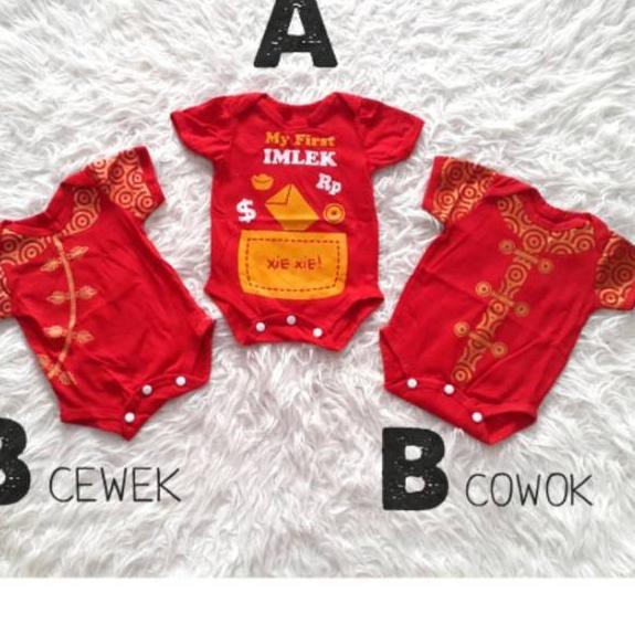 NEW Jumper shanghai cheongsam Baju bayi perempuan  lakilaki cina romper imlek merah usia 0 - 1 tahun
