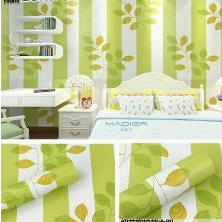 Wallpaper Salur Daun Hijau Import 1 roll