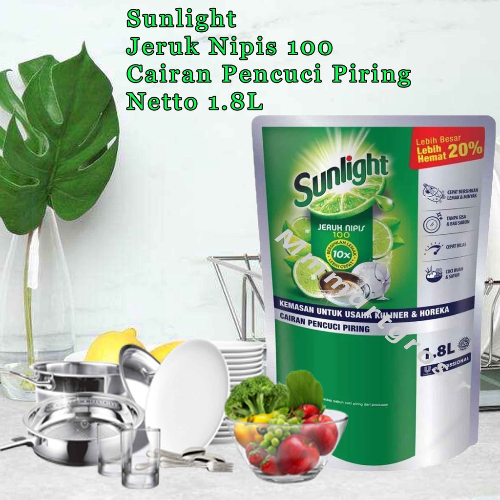 Sunlight / Jeruk Nipis 100 / Cairan Pencuci Piring / 1.8 Liter