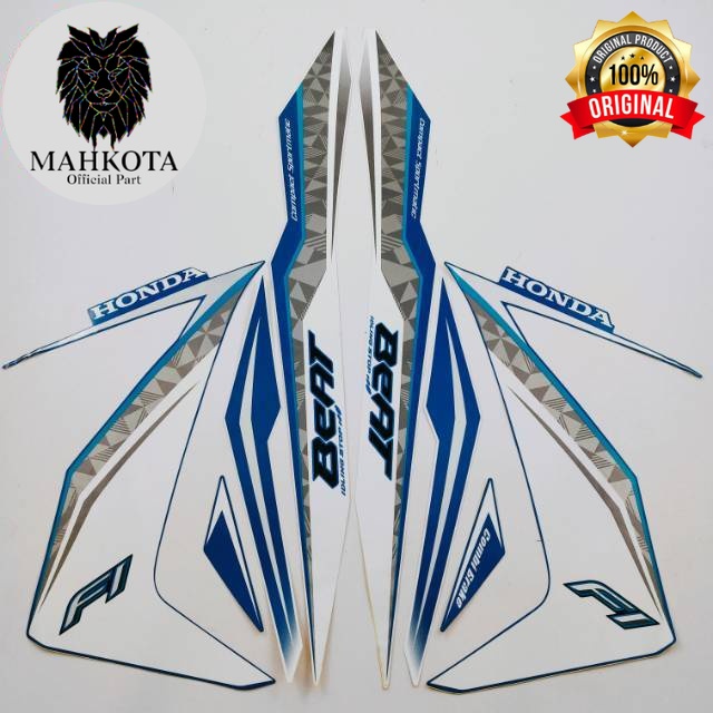 Original Asli Striping Stiker Polet list motor honda beat fi esp iss idling 2017 biru