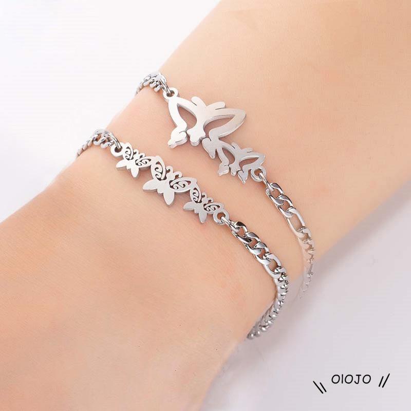 Gelang Butterfly Moon Star Love Bahan Stainless Steel Untuk Wanita ol2