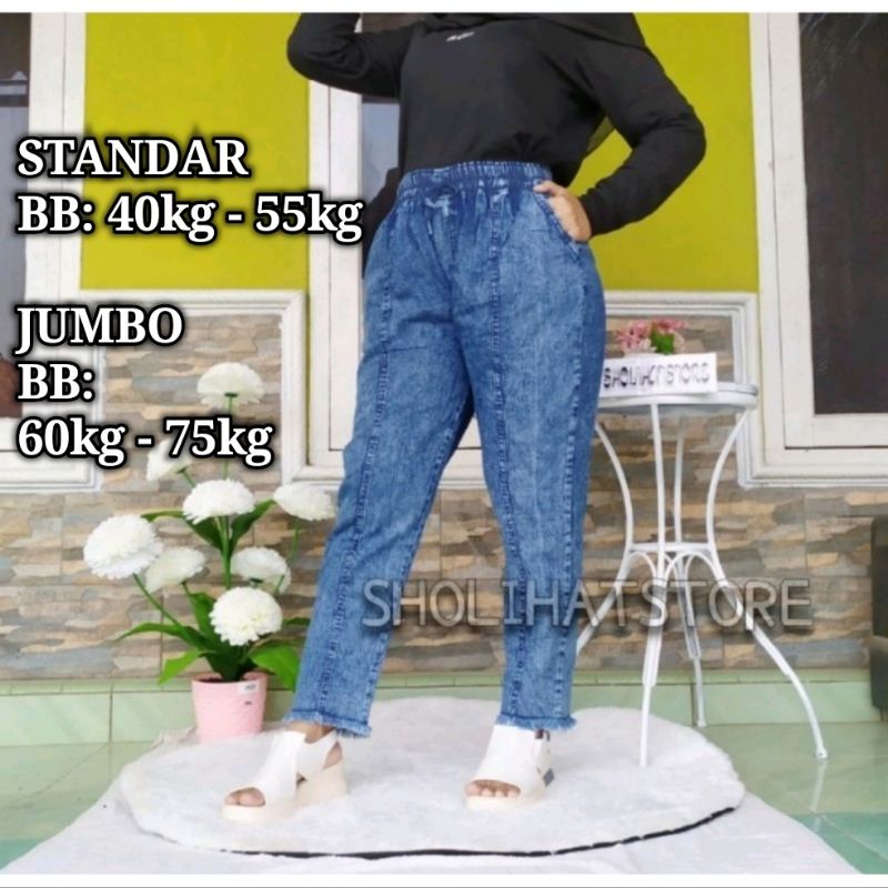 BAGGY PANTS JEANS RAWIS UKURAN STANDAR DAN JUMBO / CELANA BAGGY PANTS JUMBO WANITA RAWIS MOTIF SNOW JEANS / CELANA WANITA JEANS RAWIS TERBARU /  CELANA PANJANG JEANS WANITA TERBARU / CELANA BOYDRIEND RAWIS / CELANA  BOY FREN WANITA / BEGGY RAWIS MEREK JOY